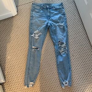 American Eagle Outfitters Light Blue Distressed Skinny Jeans